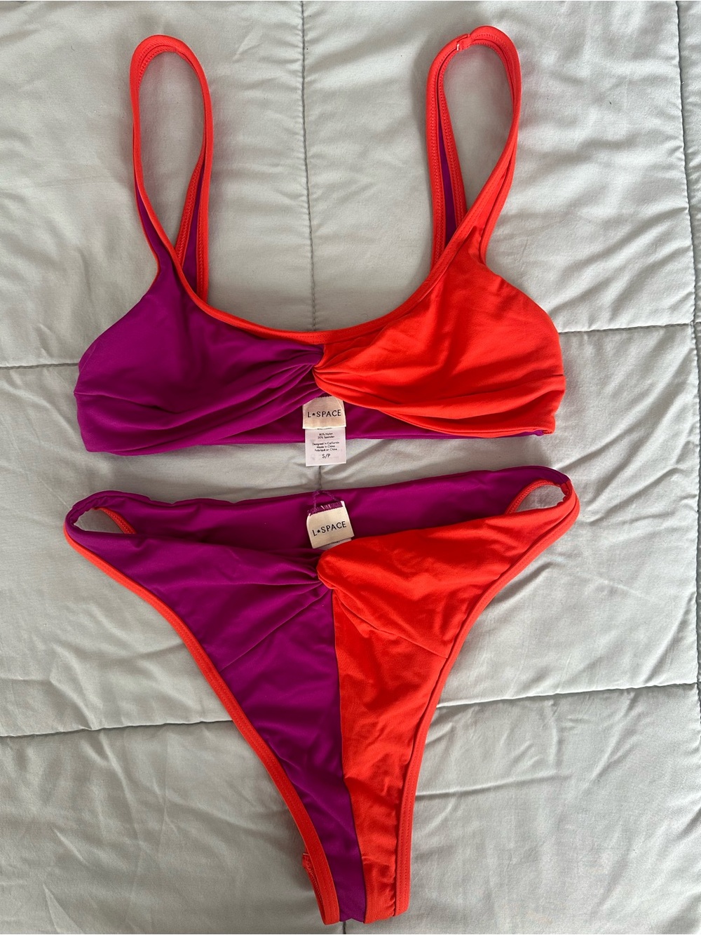 l*space Colorblock Orange & Magenta Bikini Set